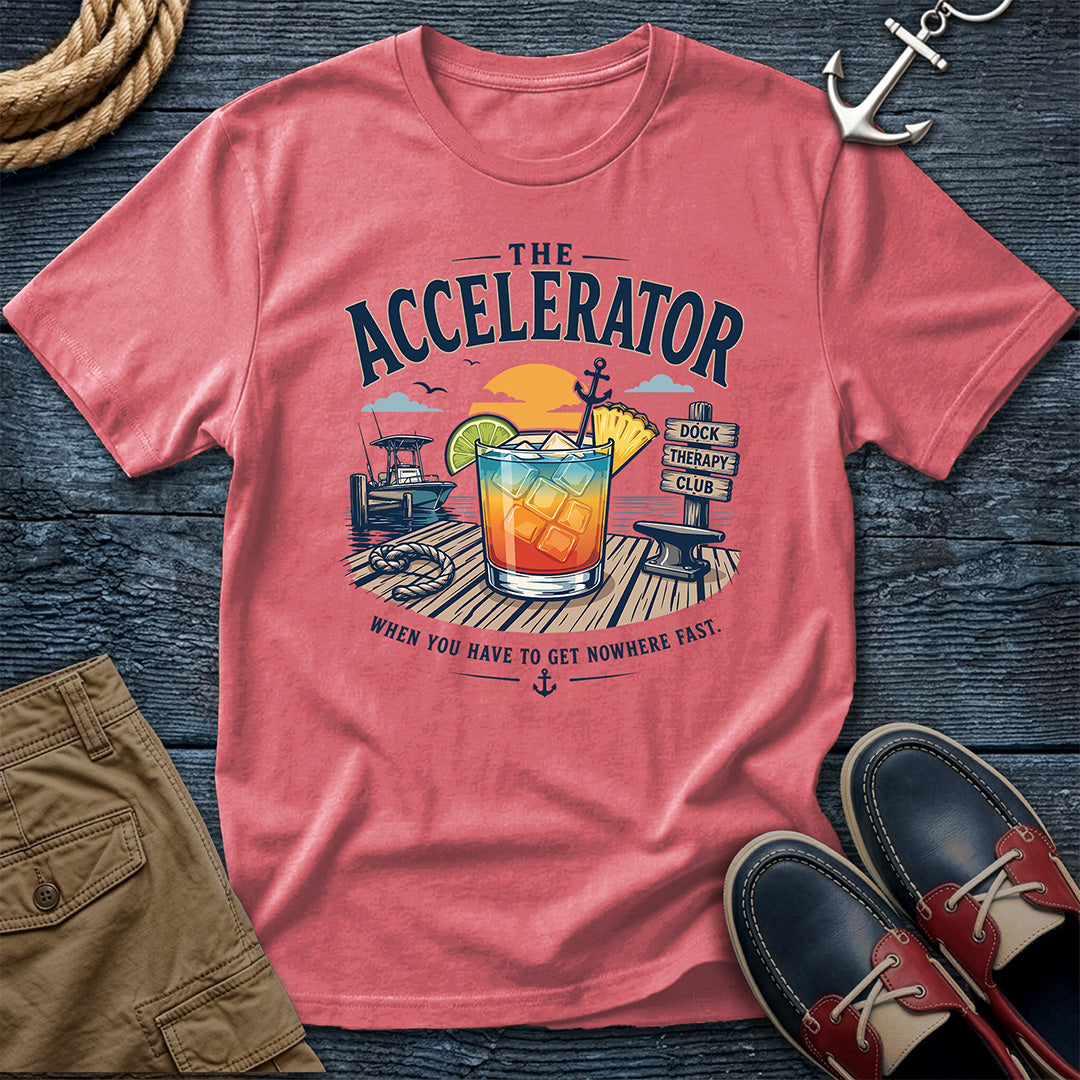 Watermelon T-Shirt Graphic reads The Accelerator Dock Therapy Club for anyone who needs to get nowhere fast. Premium Comfort Colors cotton, nautical humor built in.