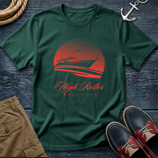 Salty Shirts High Roller Boat Club Tee in Blue Spruce — garment-dyed Comfort Colors unisex t-shirt
