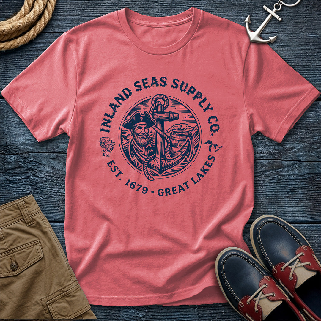 Inland Seas Supply Co. Tee in Watermelon— Great Lakes nautical graphic tee on Comfort Colors 1717