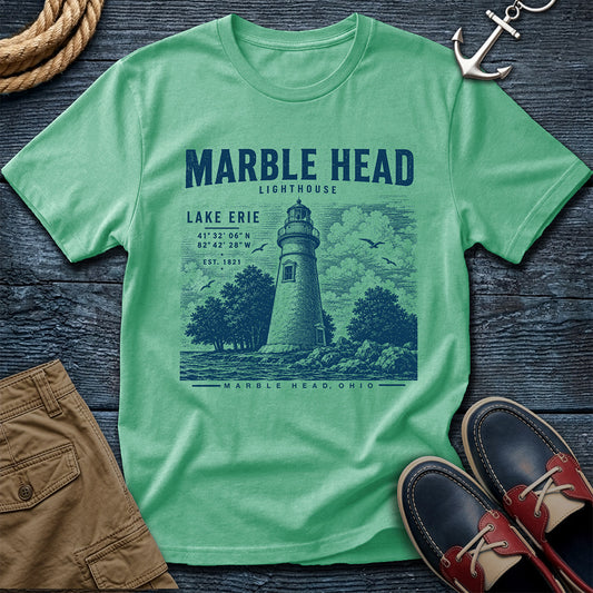 Marble Head Lighthouse T-Shirt in Island Reef — Lake Erie vintage nautical tee on Comfort Colors 1717