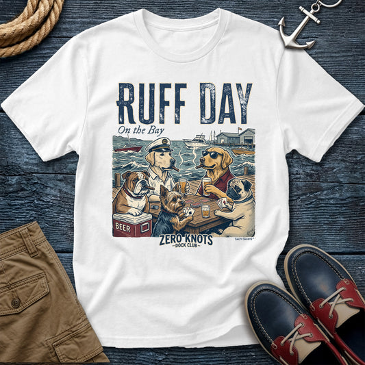 Ruff Day T-Shirt in White — dock dog coastal tee on Comfort Colors 1717