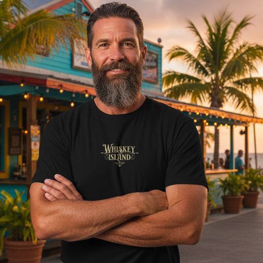 Pirate Ship on Sea-Monsters, Whiskey Island: Men's premium heavyweight tee