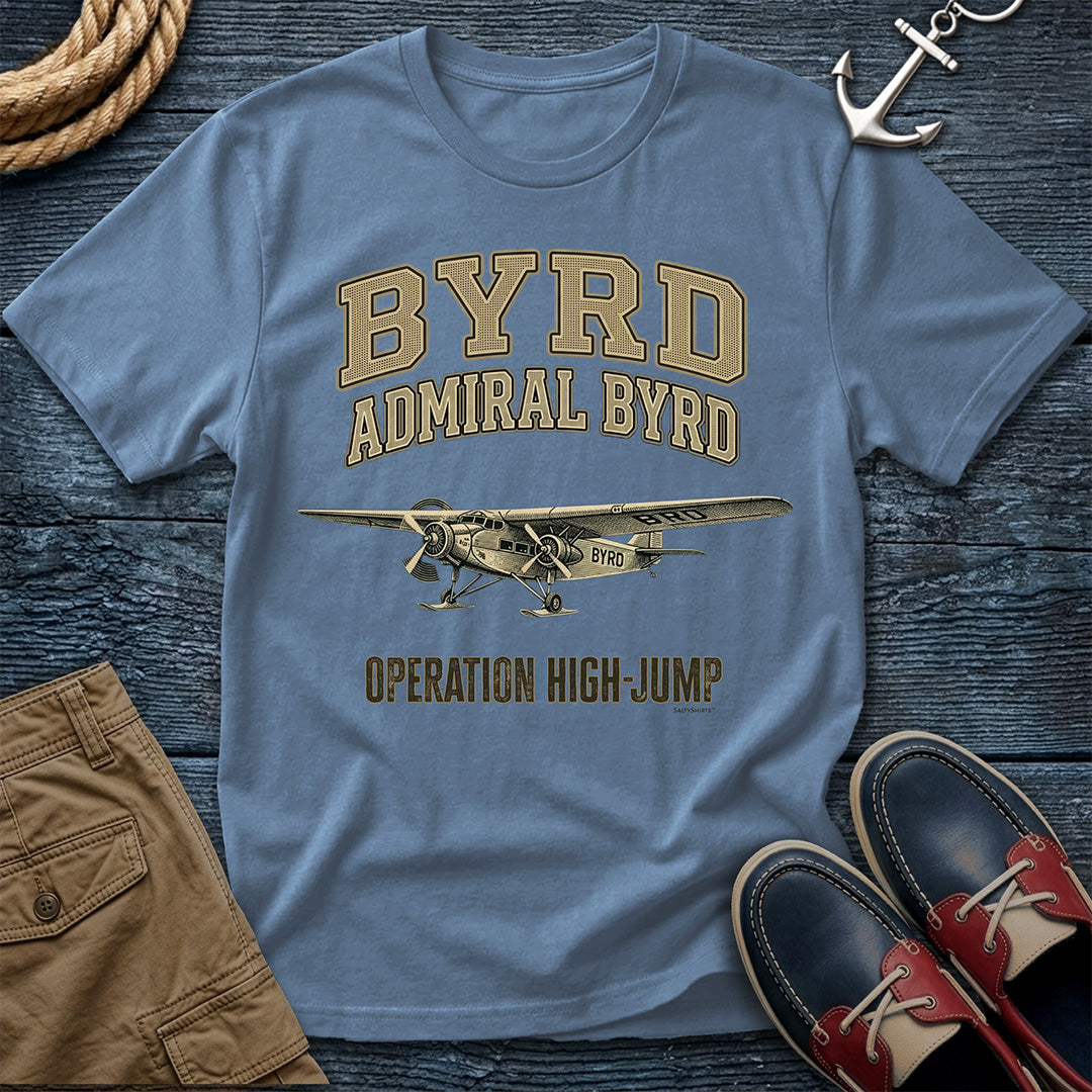 Admiral Byrd Explorer Series T-Shirt in Blue Jean — vintage polar aviation tee on Comfort Colors 1717