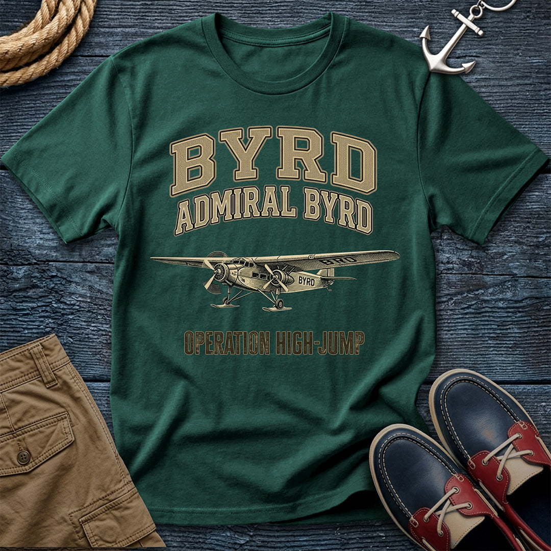 Admiral Byrd Explorer Series T-Shirt in Blue Spruce — vintage polar aviation tee on Comfort Colors 1717