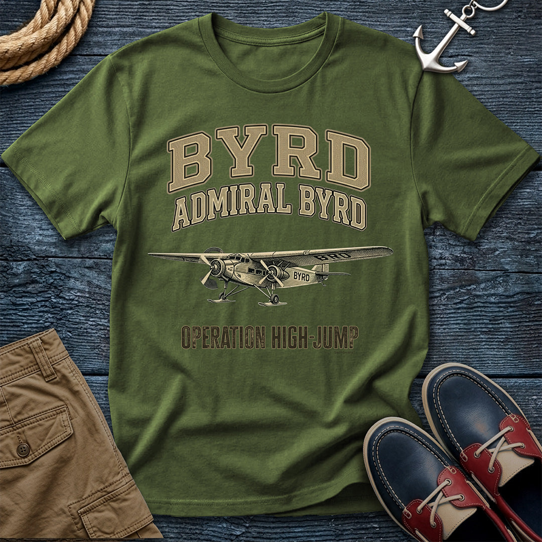 Admiral Byrd Explorer Series T-Shirt in Sage — vintage polar aviation tee on Comfort Colors 1717