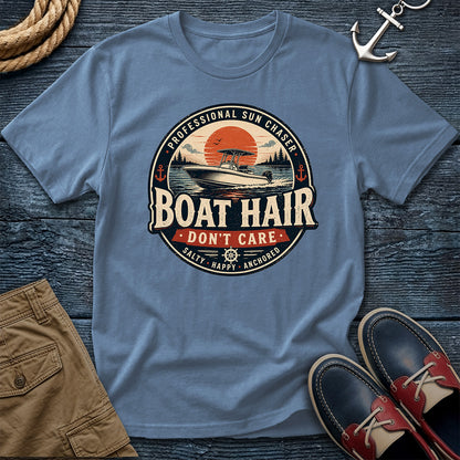 Boat Hair Don't Care T-Shirt in Blue Jean - Comfort Colors 1717 lake life tee