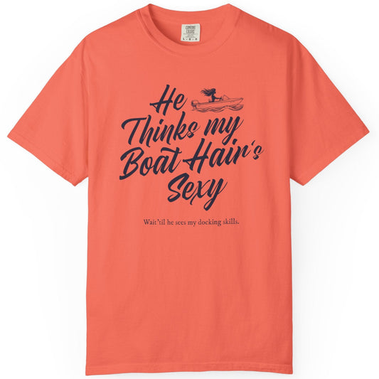 Boat_Hair_is_Sexy_Bright Salmon_T-Shirt white background