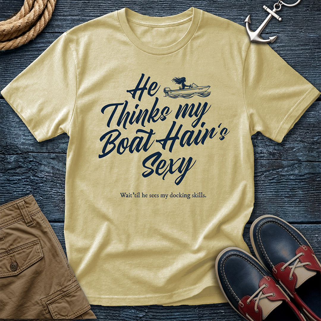 Boat Hair is Sexy T-Shirt in Banana — funny dock life tee on Comfort Colors 1717