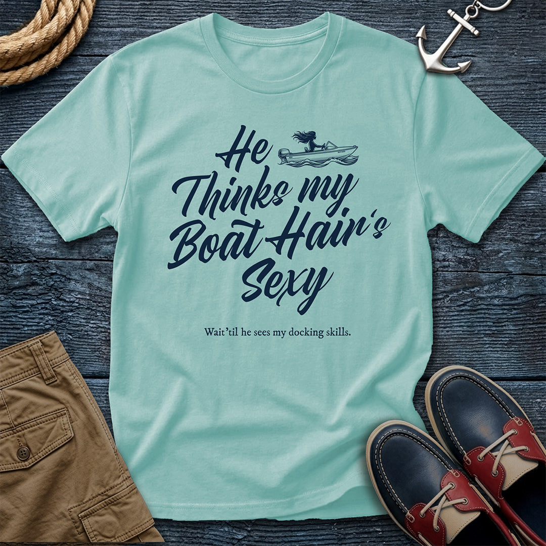 Boat Hair is Sexy T-Shirt in Chalky Mint — funny dock life tee on Comfort Colors 1717