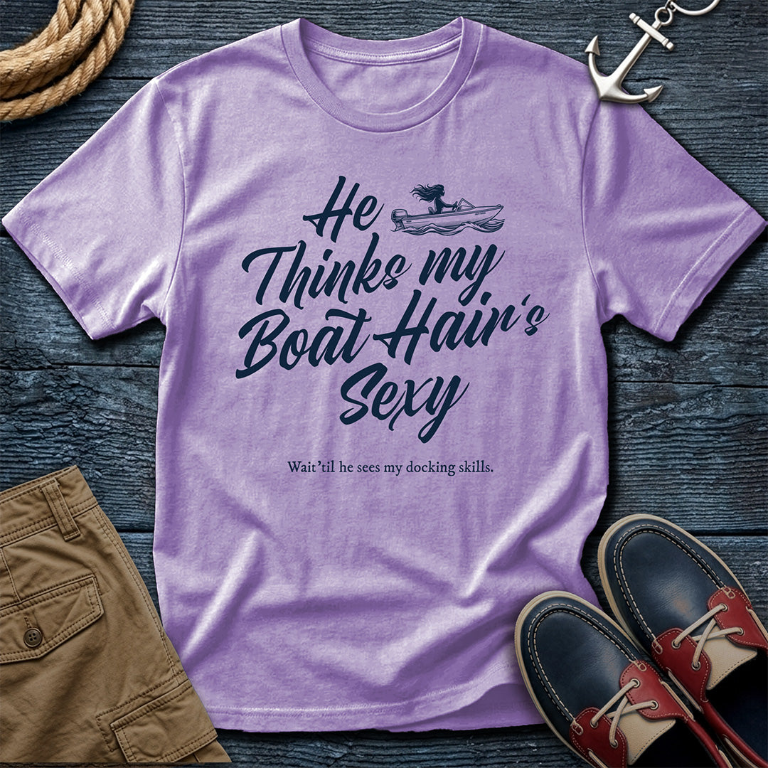 Boat Hair is Sexy T-Shirt in Orchid — funny dock life tee on Comfort Colors 1717
