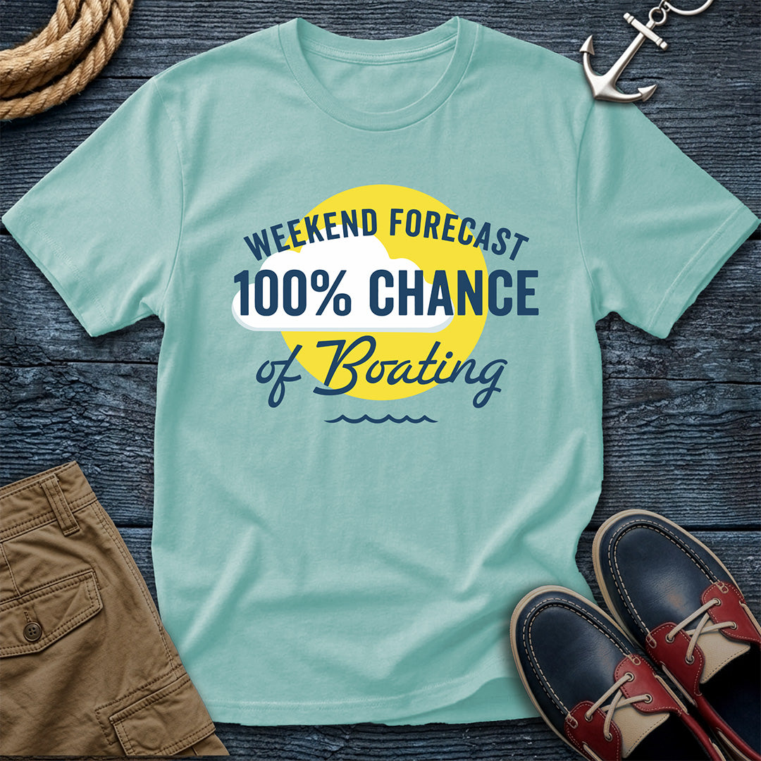 Boating 100% Chance T-Shirt in Chalky Mint— weekend forecast nautical tee on Comfort Colors 1717