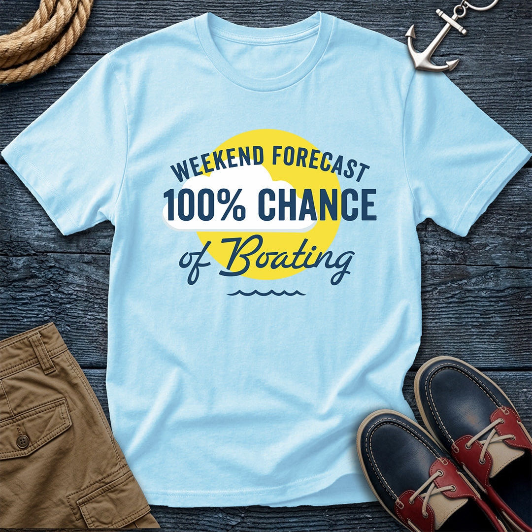 Boating 100% Chance T-Shirt in Chambray — weekend forecast nautical tee on Comfort Colors 1717