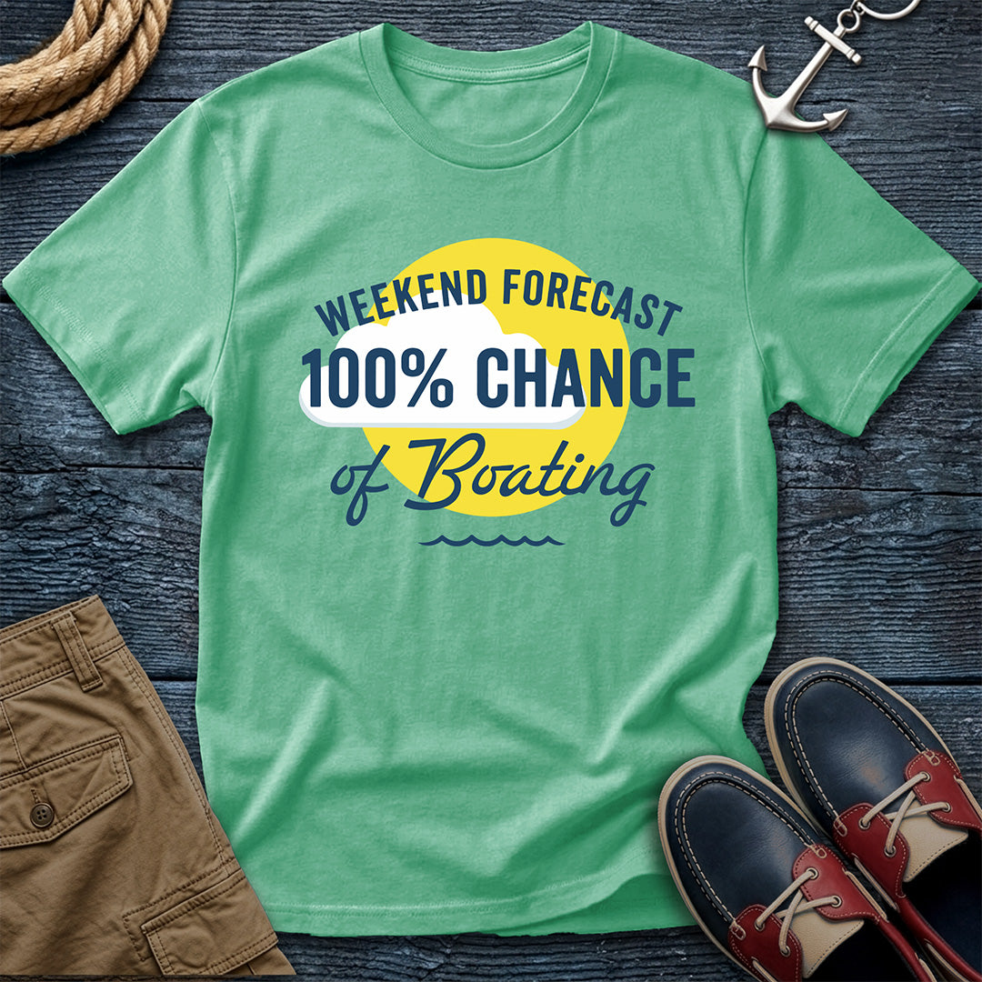 Boating 100% Chance T-Shirt in Island Reef — weekend forecast nautical tee on Comfort Colors 1717