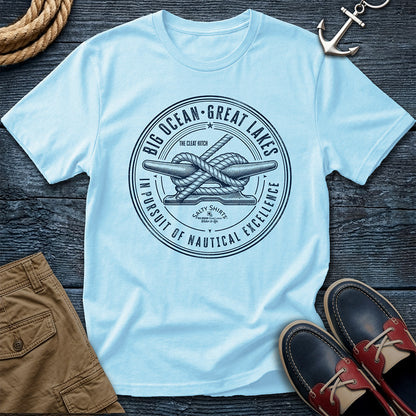 Salty Shirts Nautical Excellence Cleat Hitch Tee in Chambray — garment-dyed Comfort Colors unisex t-shirt