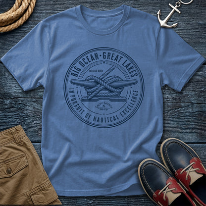 Salty Shirts Nautical Excellence Cleat Hitch Tee in Washed Denim — garment-dyed Comfort Colors unisex t-shirt