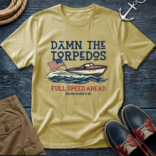 Damn The Torpedos Full Speed Ahead T-Shirt in Banana — nautical summer captain tee on Comfort Colors 1717