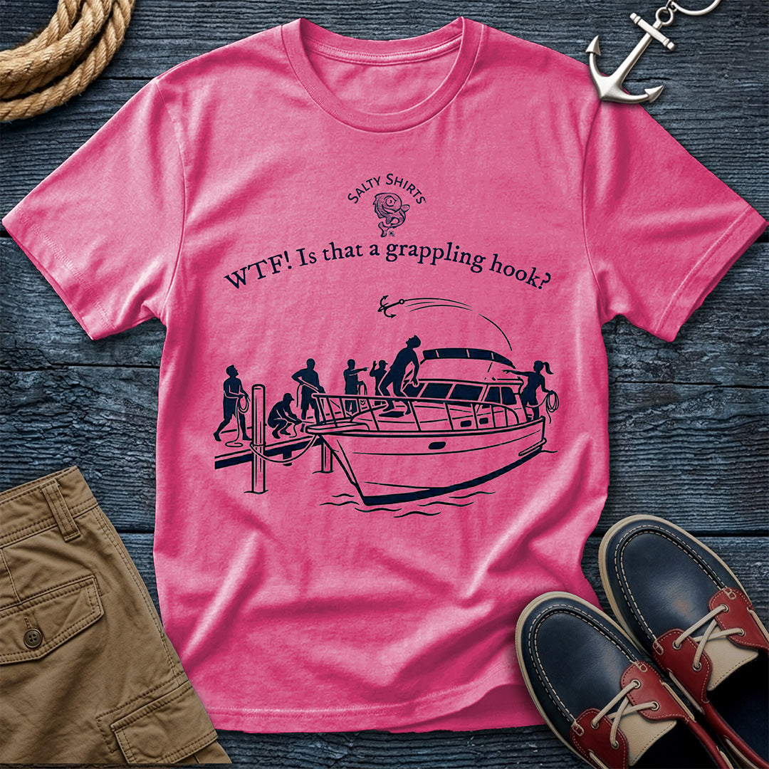 Docking Grapple T-Shirt in Crunchberry — nautical humor tee on Comfort Colors 1717
