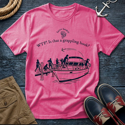 Docking Grapple T-Shirt in Crunchberry — nautical humor tee on Comfort Colors 1717

