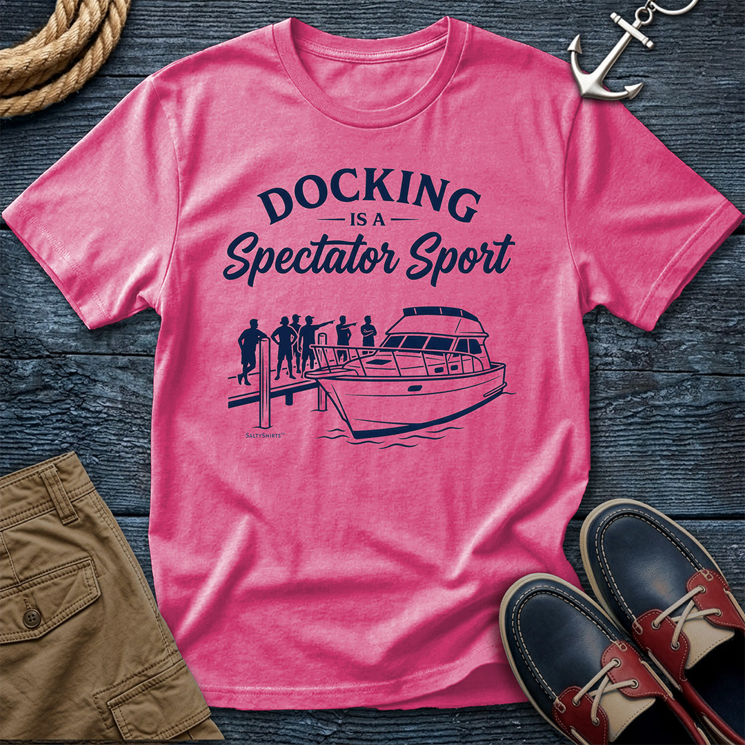 Docking Is a Spectator Sport T-Shirt in Crunchberry— funny nautical tee on Comfort Colors 1717
