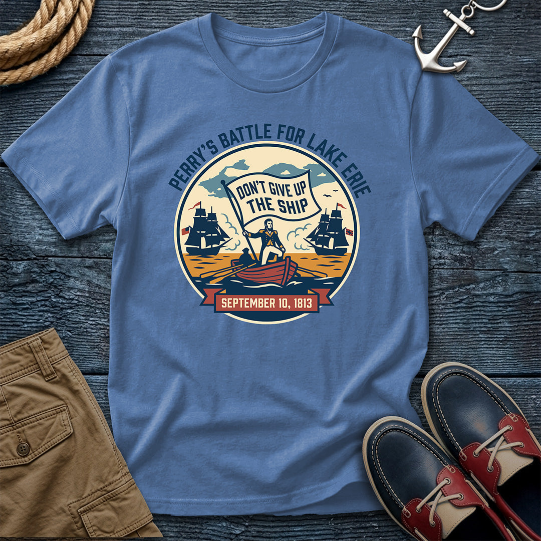 Don't Give Up the Ship — Perry's Battle of Lake Erie garment-dyed tee in Washed Denim