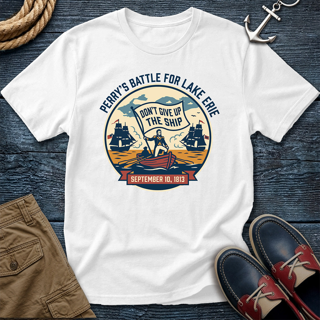 Don't Give Up the Ship — Perry's Battle of Lake Erie garment-dyed tee in white