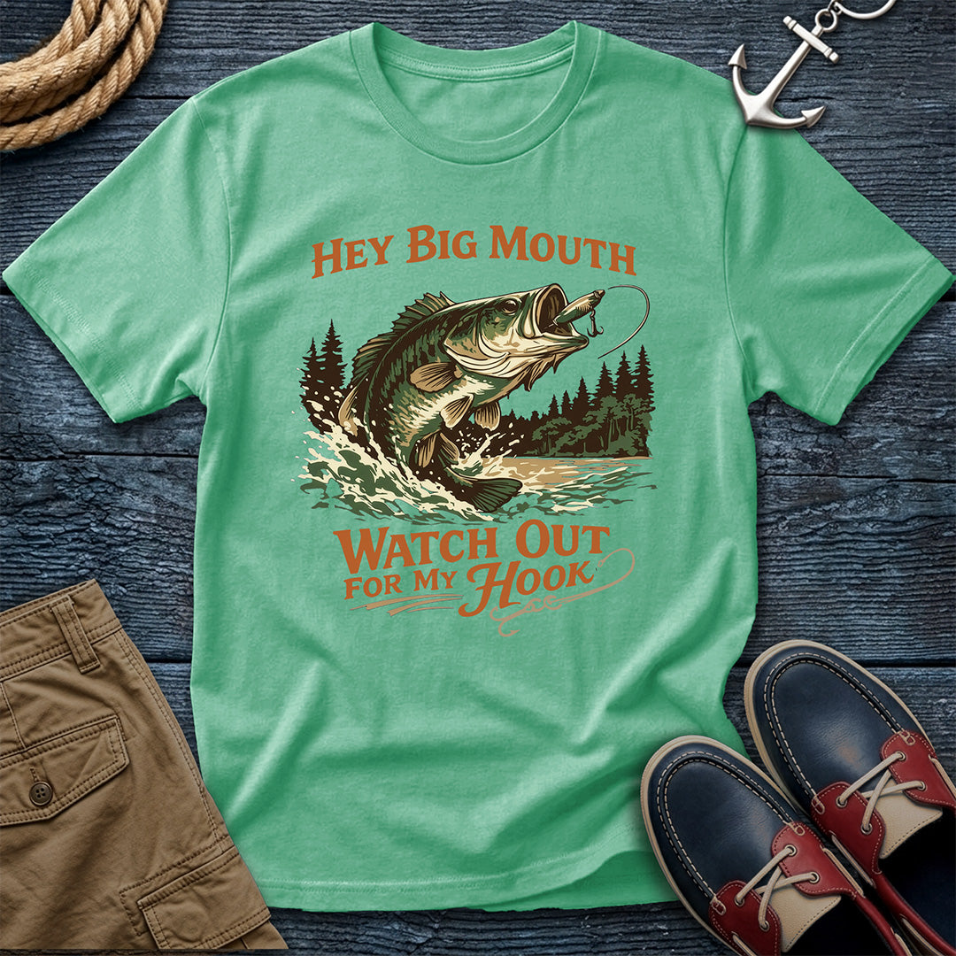 Hey Big Mouth Fishing T-Shirt in Island reef — vintage bass graphic tee on Comfort Colors 1717