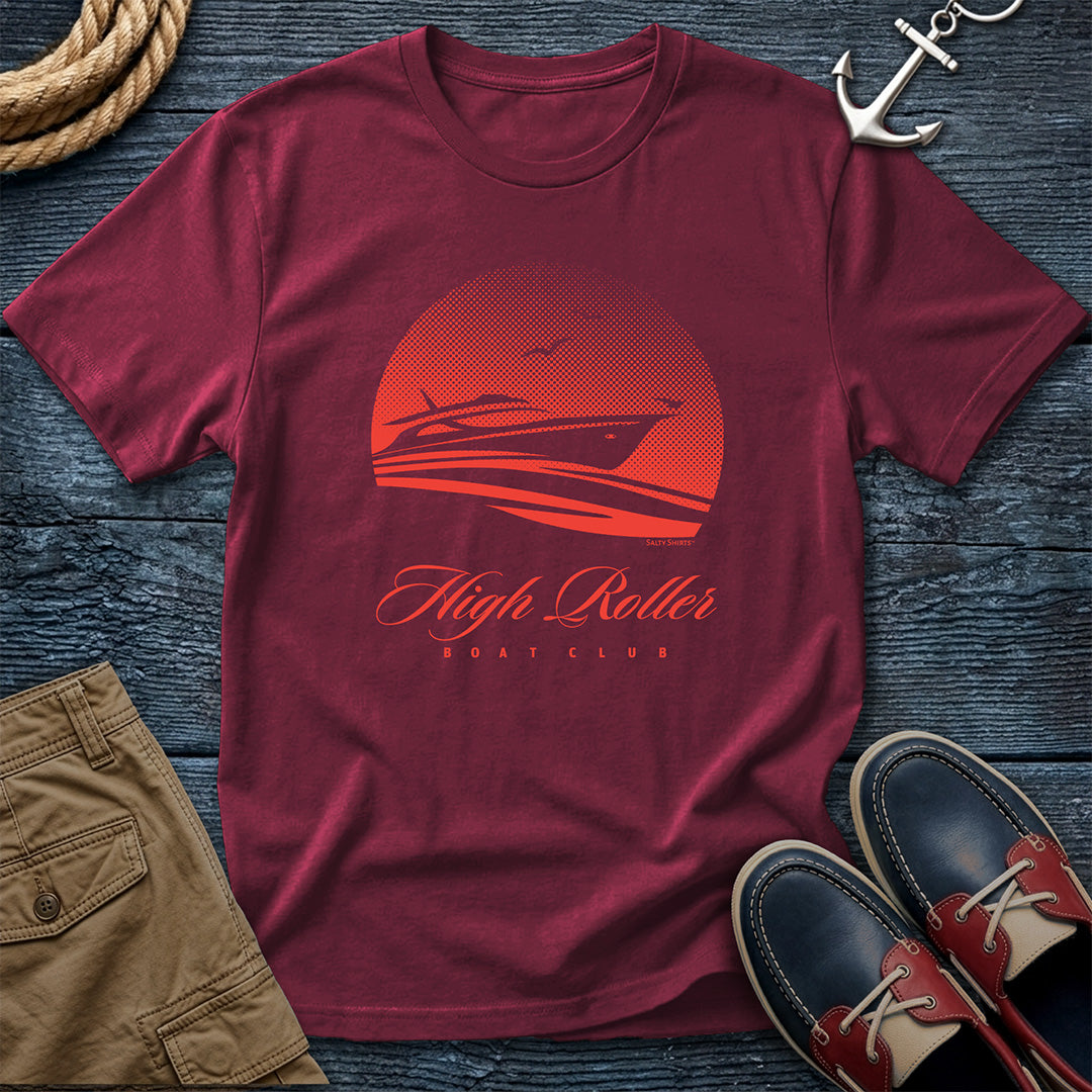Salty Shirts High Roller Boat Club Tee in Brick — garment-dyed Comfort Colors unisex t-shirt