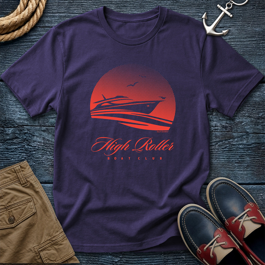Salty Shirts High Roller Boat Club Tee in Grape — garment-dyed Comfort Colors unisex t-shirt