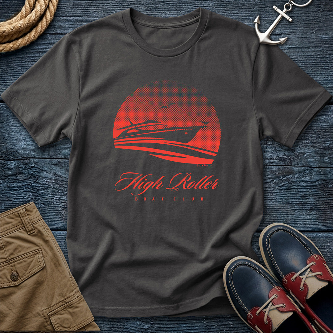 Salty Shirts High Roller Boat Club Tee in Graphite — garment-dyed Comfort Colors unisex t-shirt