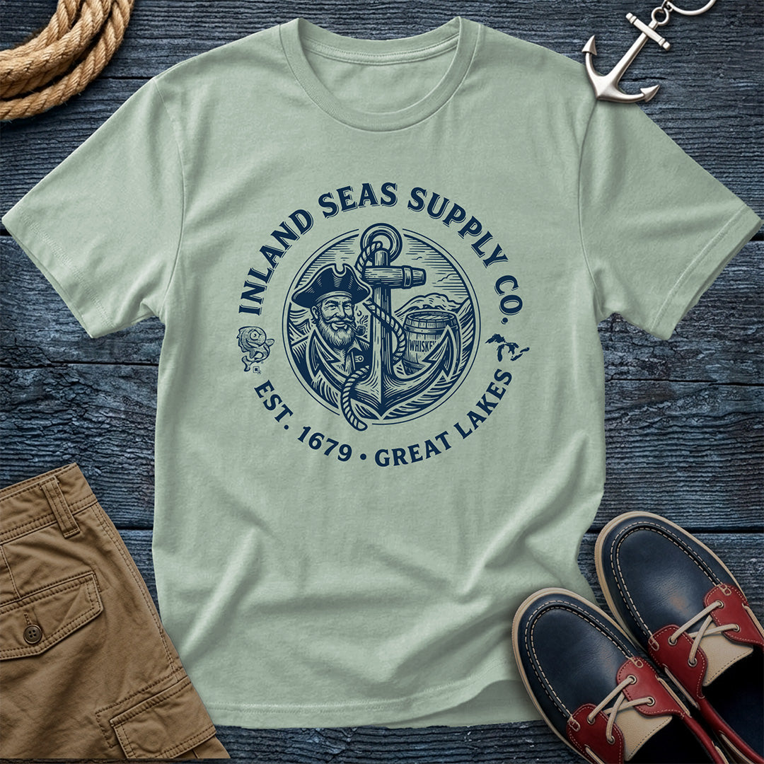 Inland Seas Supply Co. Tee in Bay — Great Lakes nautical graphic tee on Comfort Colors 1717