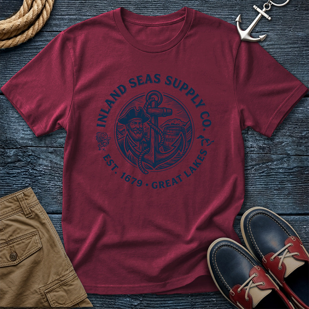 Inland Seas Supply Co. Tee in Brick— Great Lakes nautical graphic tee on Comfort Colors 1717
