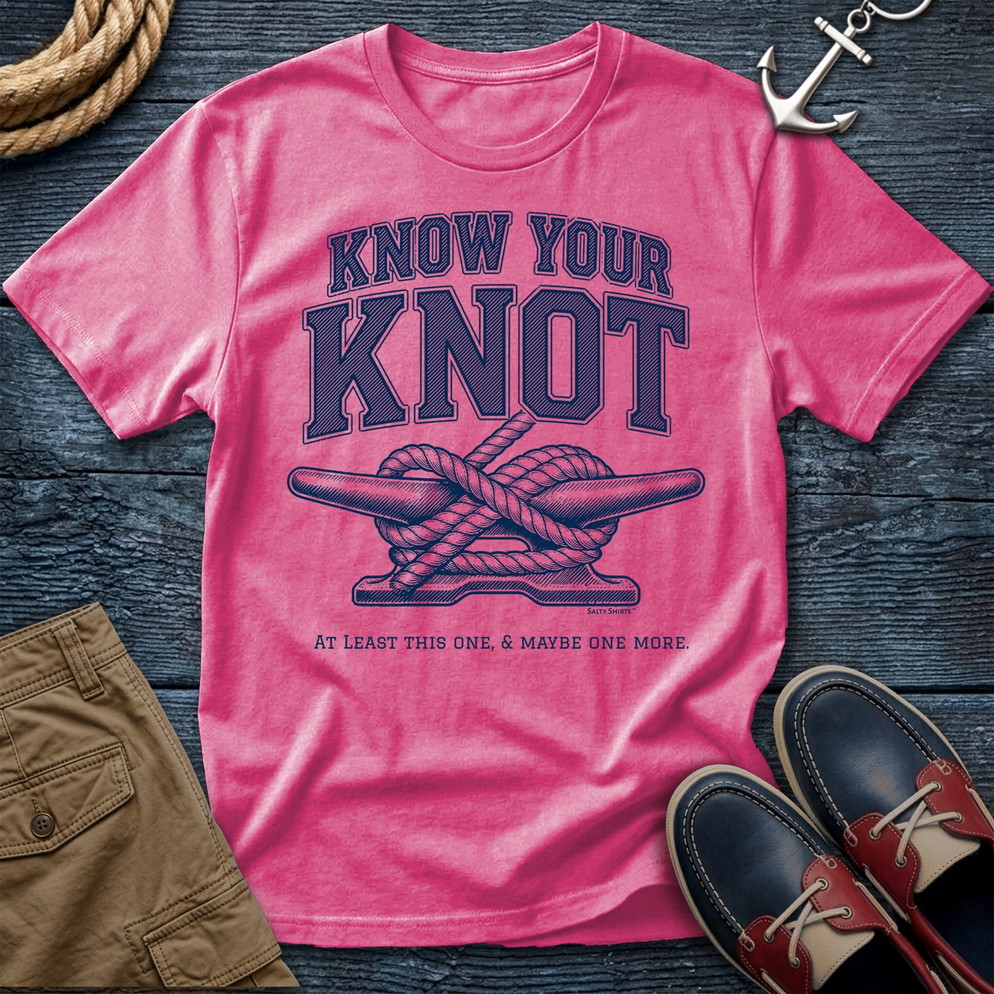 Pink t-shirt with 'Know Your Knot' graphic