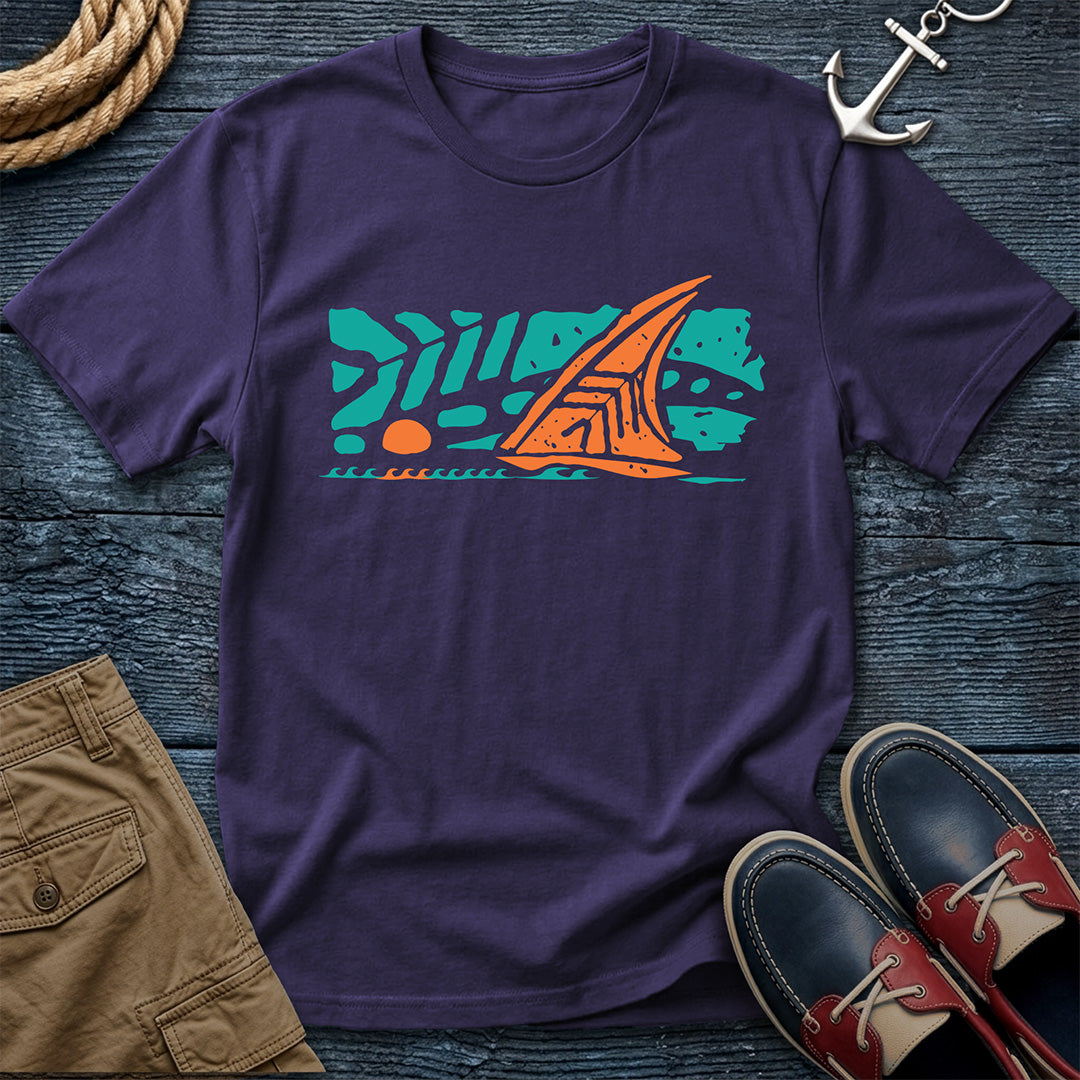 Salty Shirts Koa Horizon Sailboat Tee in Grape — garment-dyed Comfort Colors unisex t-shirt with island sailboat graphic