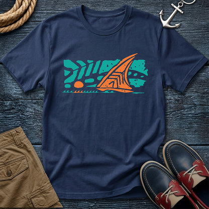 Salty Shirts Koa Horizon Sailboat Tee in Navy — garment-dyed Comfort Colors unisex t-shirt with island sailboat graphic