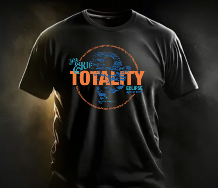 Lake Erie April 2024 Totality Eclipse  Black Backlit T-shirt