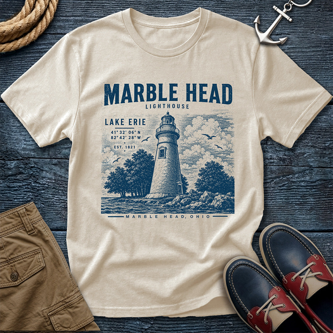 Marble Head Lighthouse T-Shirt in Ivory — Lake Erie vintage nautical tee on Comfort Colors 1717
