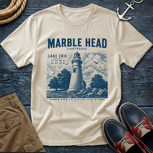 Marble Head Lighthouse T-Shirt in Ivory — Lake Erie vintage nautical tee on Comfort Colors 1717