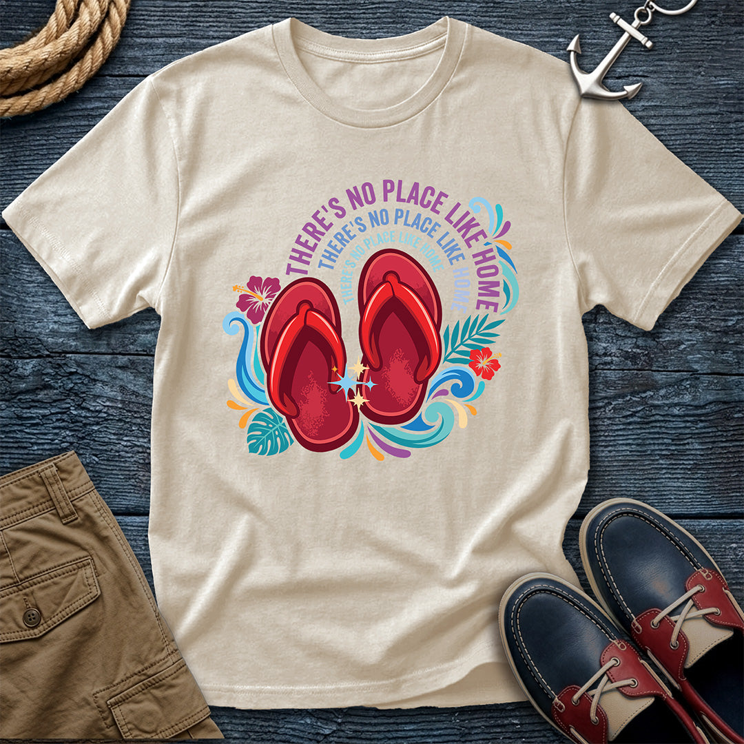 No Place Like Home Aloha Slippahs Tee in Ivory, featuring the hibiscus slippahs design on a Comfort Colors 1717 shirt.