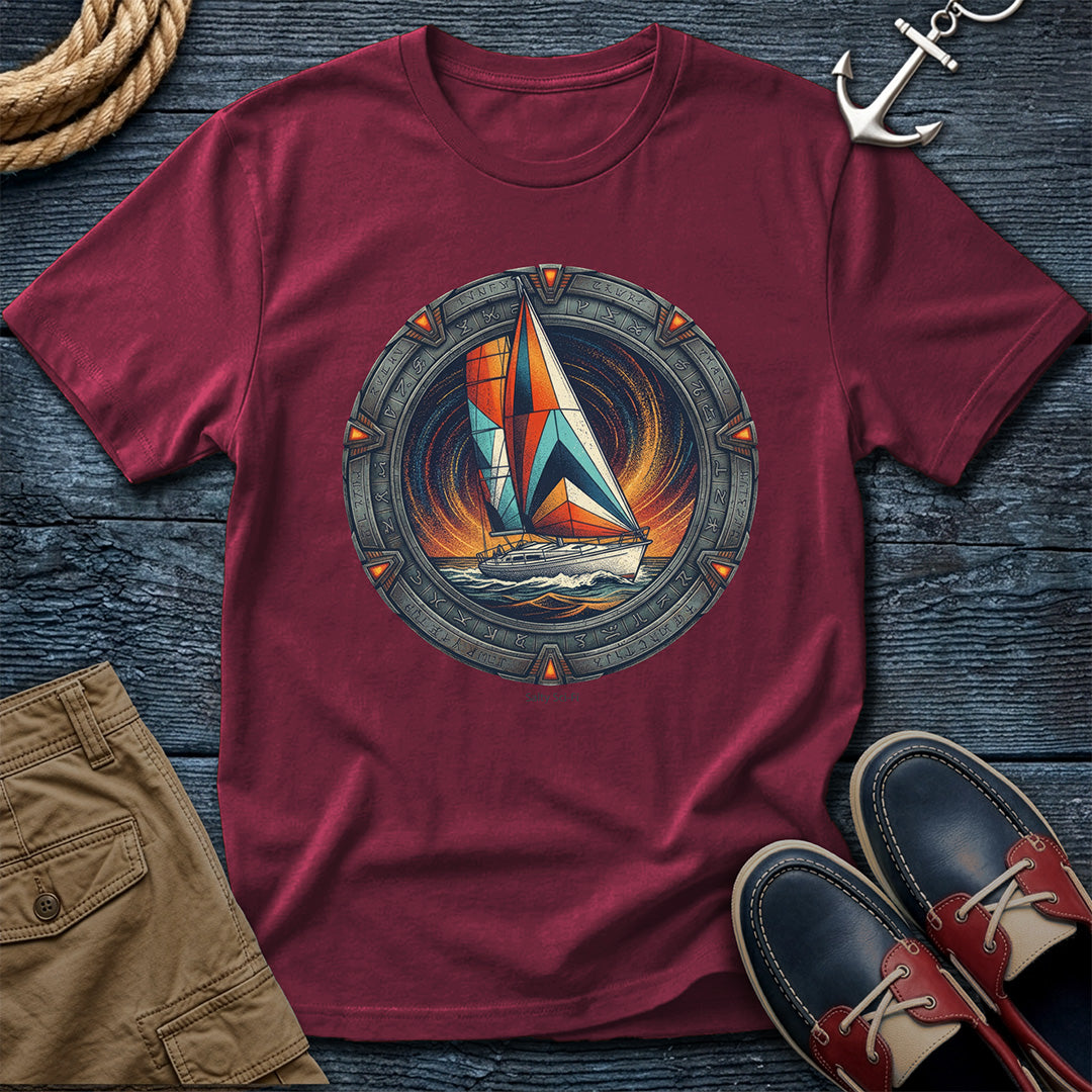 Salty Sci-Fi Sailing Tee in Brick nautical sci-fi graphic t-shirt by Salty Shirts