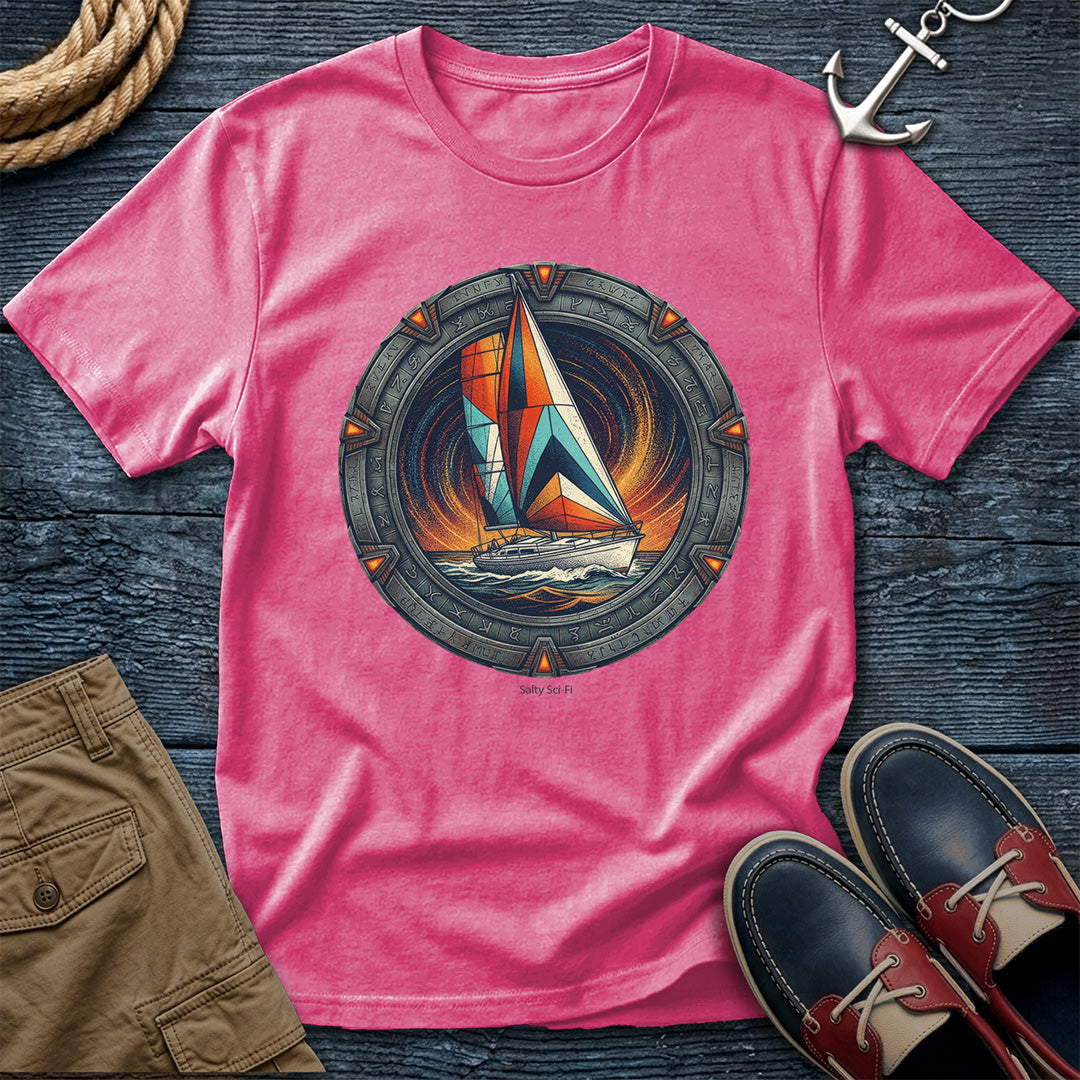 Salty Sci-Fi Sailing Tee in Crunchberry – nautical sci-fi graphic t-shirt by Salty Shirts