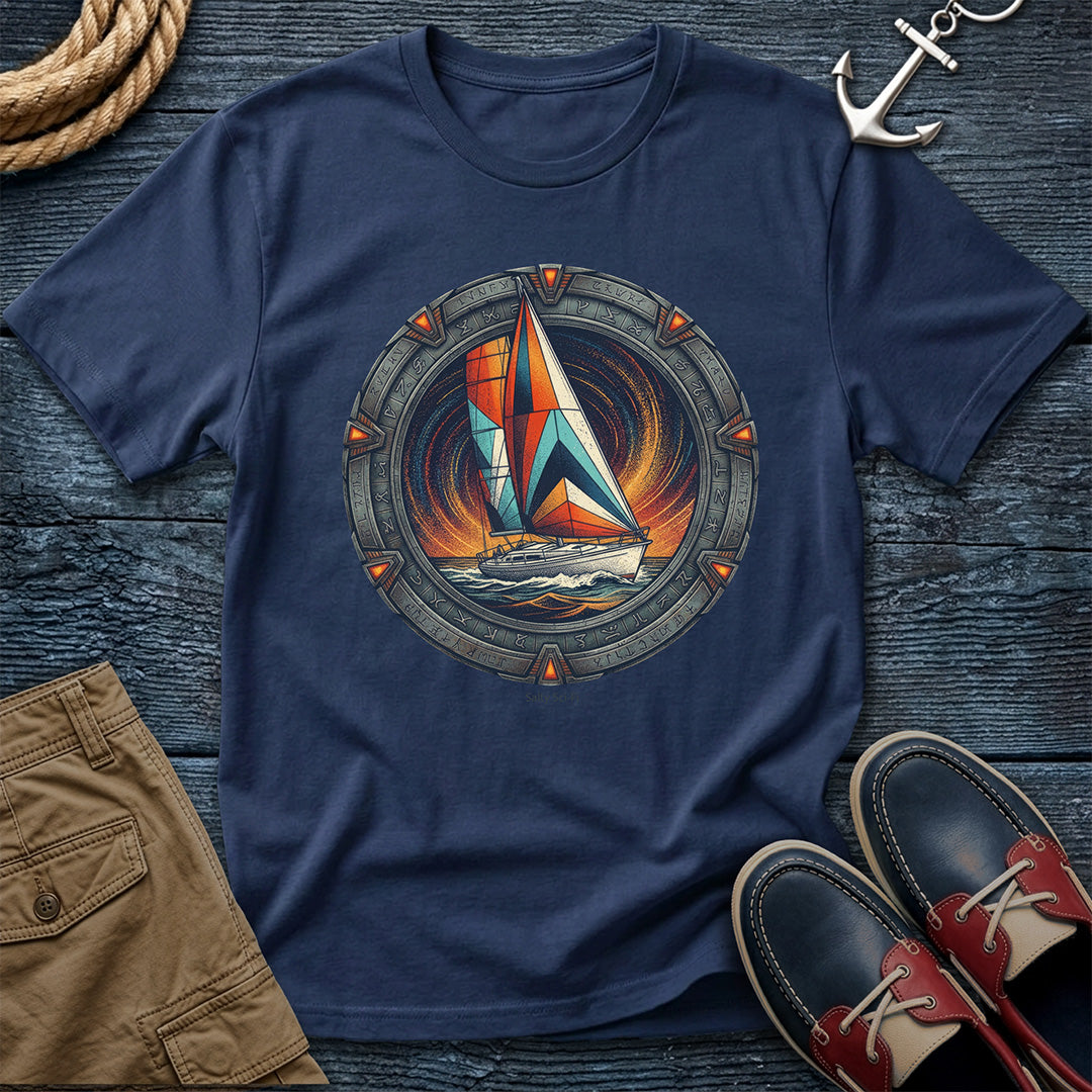 Salty Sci-Fi Sailing Tee in Navy nautical sci-fi graphic t-shirt by Salty Shirts