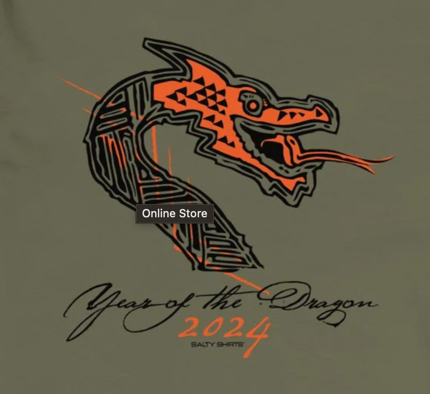 Year of the Dragon Long Sleeve T-shirt Green Close up