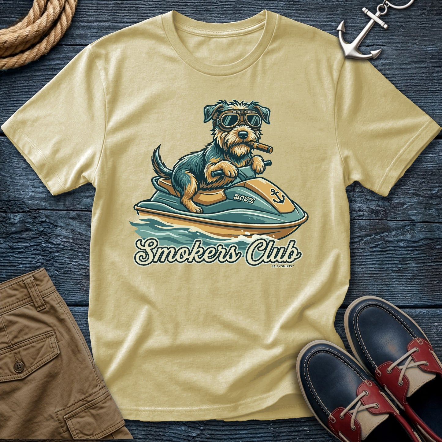 Smokers Club Water World Chapter T-Shirt in Banana — jet ski dock dog tee on Comfort Colors 1717