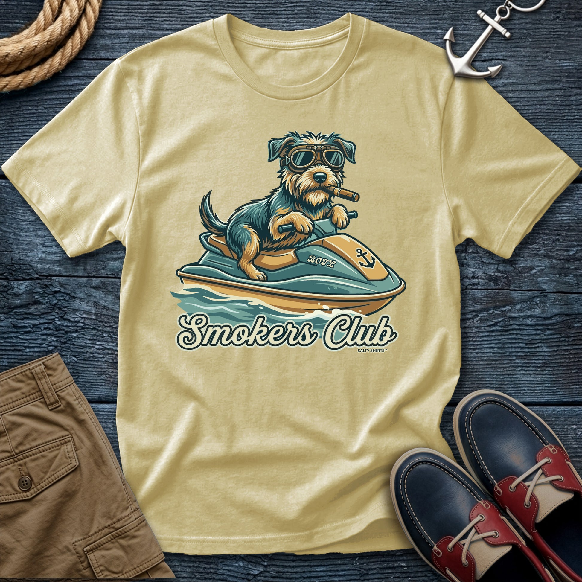 Smokers Club Water World Chapter T-Shirt in Banana — jet ski dock dog tee on Comfort Colors 1717