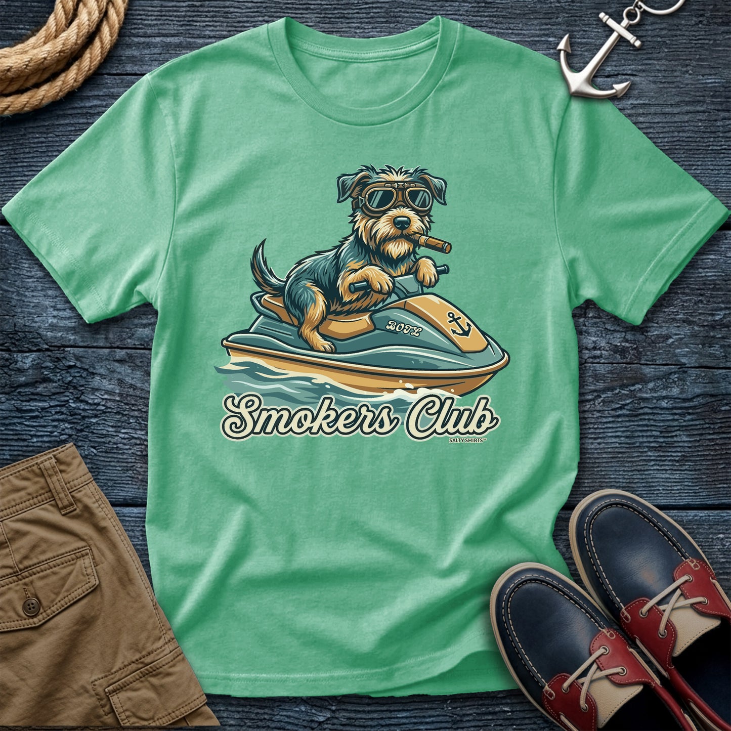 Smokers Club Water World Chapter T-Shirt in Island Reef — jet ski dock dog tee on Comfort Colors 1717