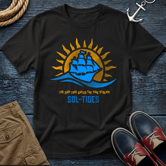 Sol-Tides T-Shirt in Black — nautical sun and tide graphic tee on Comfort Colors 1717