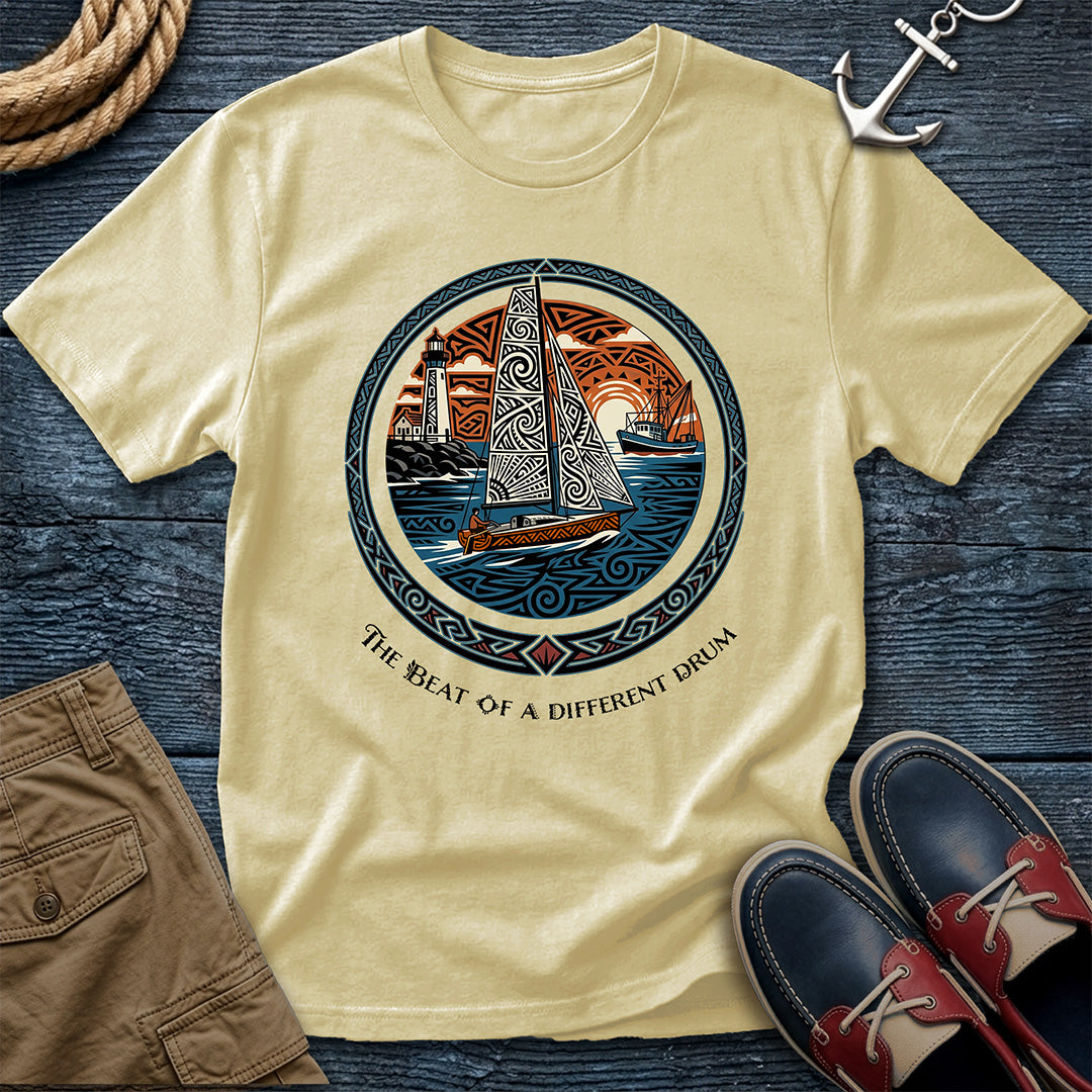 The Beat of a Different Drum Tee — Tribal Sailboat