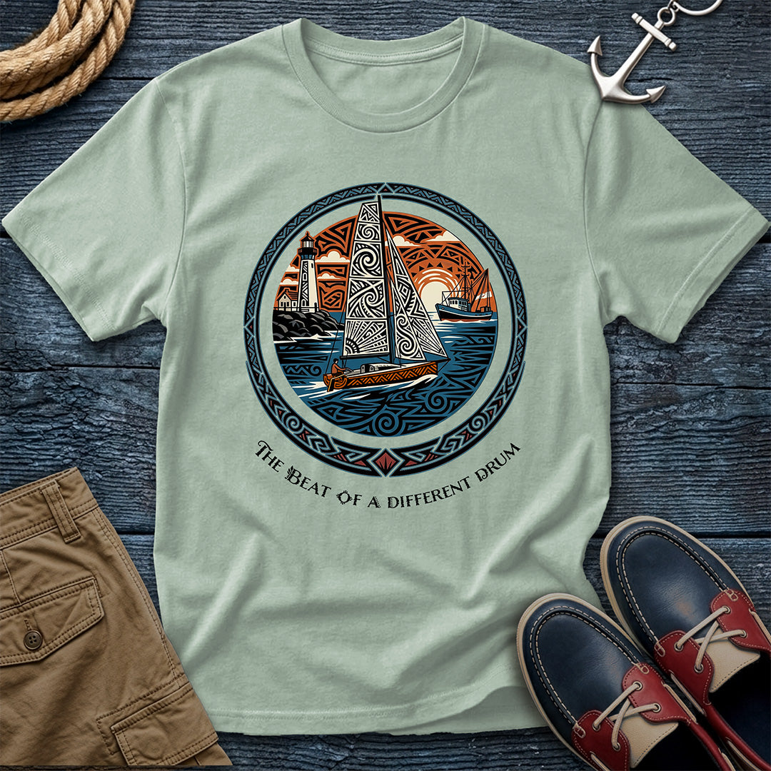 The Beat of a Different Drum Tee — Tribal Sailboat