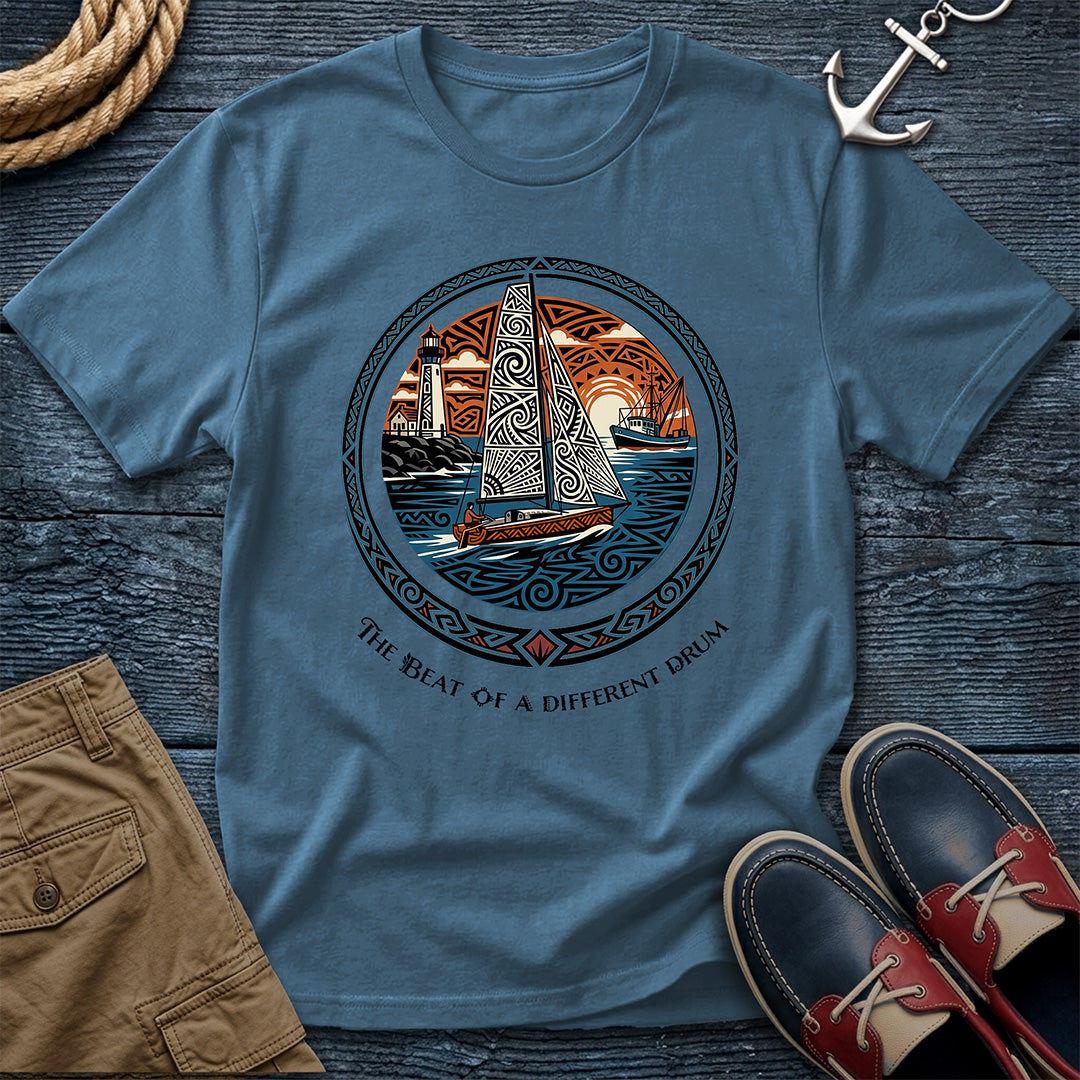 The Beat of a Different Drum Tee — Tribal Sailboat