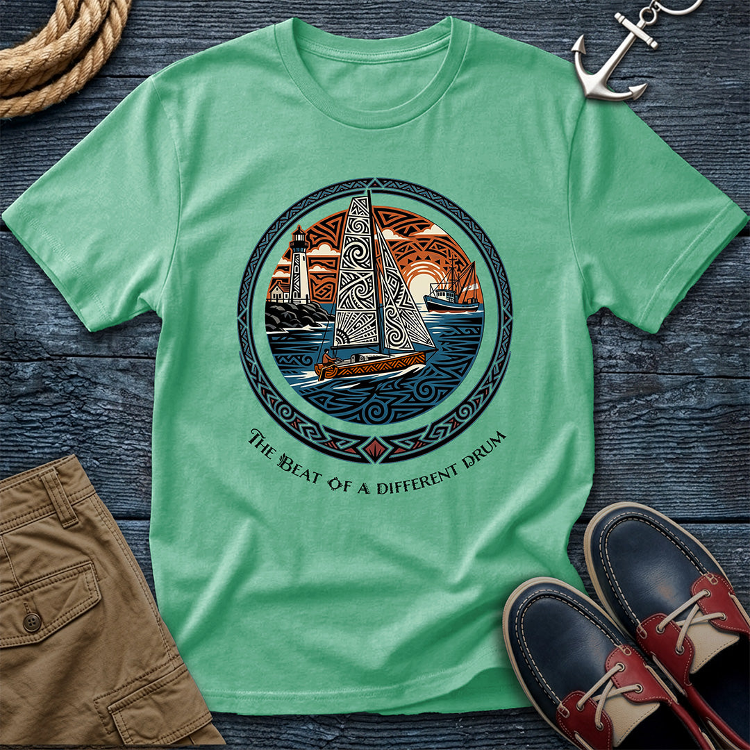 The Beat of a Different Drum Tee — Tribal Sailboat